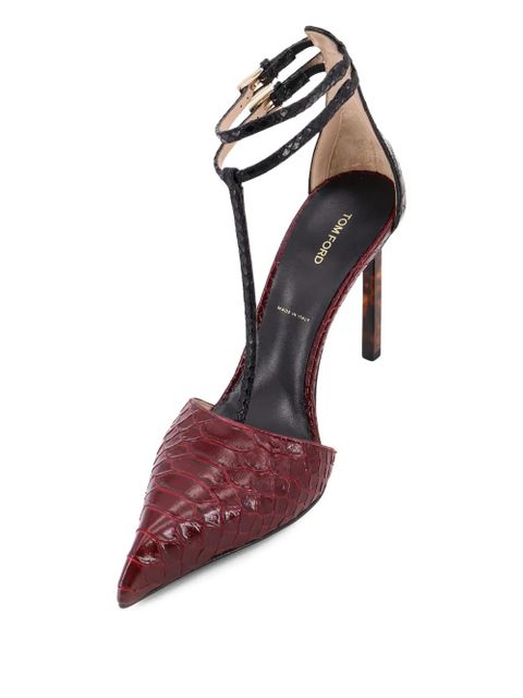 TOM FORD 90mm python-effect pumps - Red - zdjęcie produktu nr 2