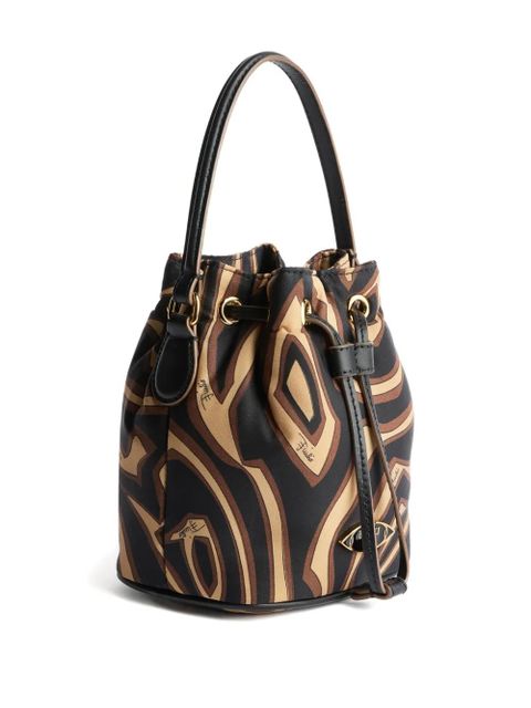 PUCCI abstract-print drawstring bucket bag - Black