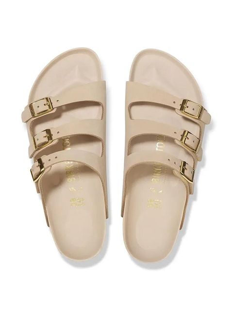 Birkenstock klapki nubukowe Florida HEX damskie kolor beżowy 1029480