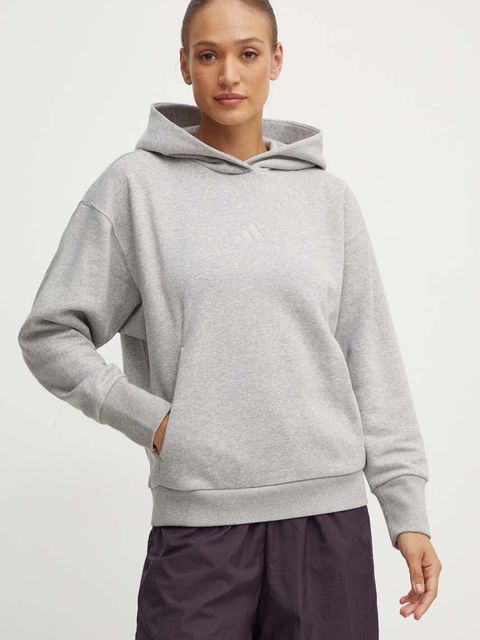 adidas bluza All SZN damska kolor szary z kapturem z aplikacją IY6760