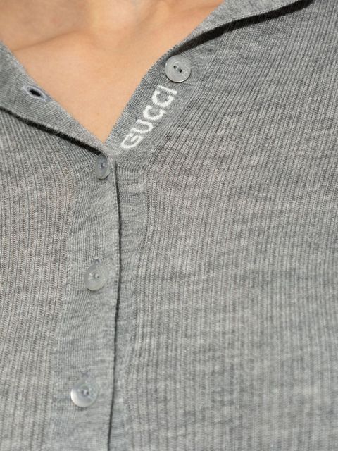 Gucci Web-Stripe trim polo top - Grey