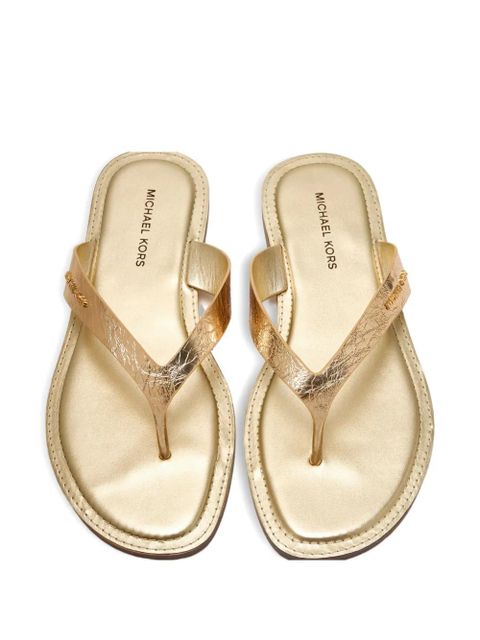 Michael Kors Koko metallic-leather thong flip flop - Brown