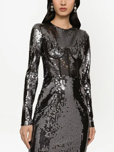 Dolce & Gabbana corset-detail sequinned gown - Black