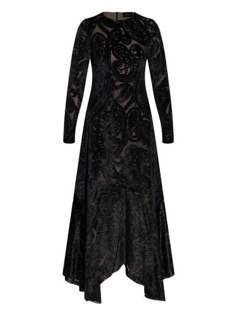 ETRO paisley-print velvet midi dress - Black - zdjęcie produktu nr 1