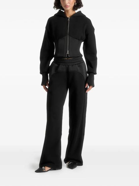 Manière De Voir Brune corset-detail zip hoodie - Black