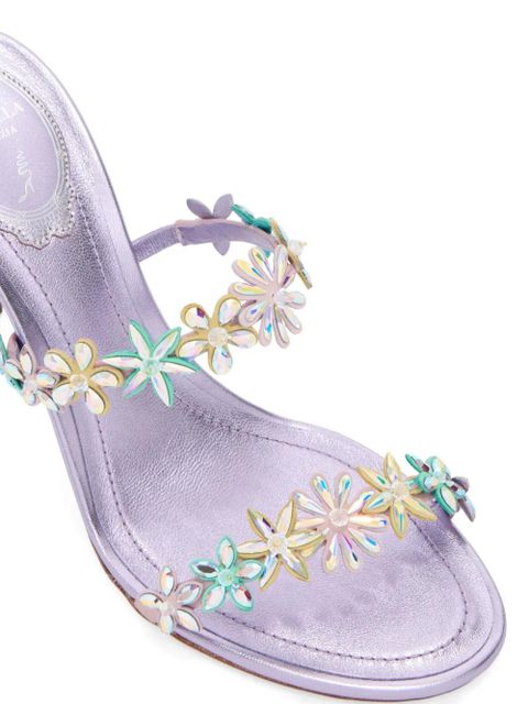 René Caovilla Eva floral-detail heeled sandals - Purple