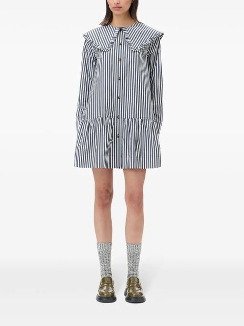GANNI striped cotton shirt dress - Black