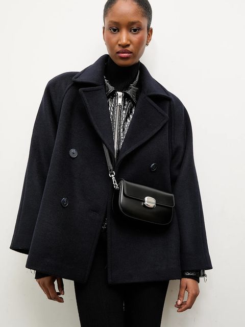 Answear.LAB płaszcz wełniany kolor granatowy