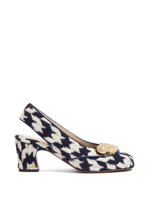 Valentino Garavani Adamantine houndstooth-patterned slingback-detailed pumps - White - zdjęcie produktu nr 1