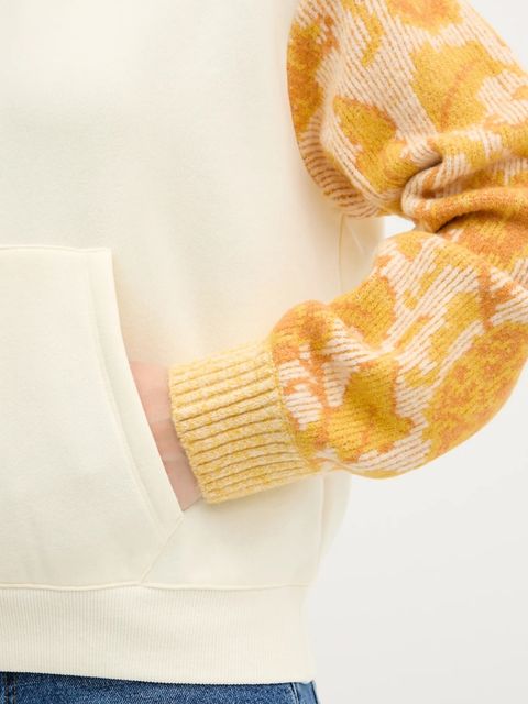 Desigual bluza MANI damska kolor beżowy z kapturem wzorzysta 25WWSK07