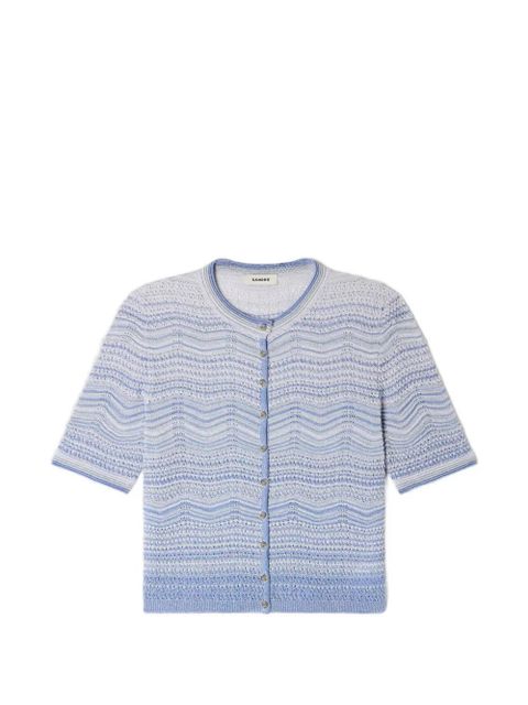 SANDRO zigzag short-sleeve cardigan - Blue - zdjęcie produktu nr 1