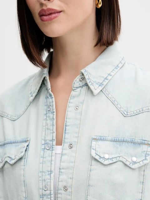United Colors of Benetton koszula jeansowa damska kolor niebieski regular z kołnierzykiem klasycznym