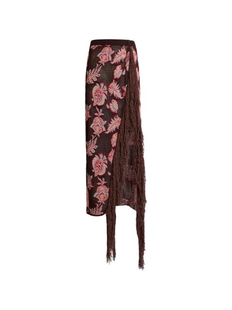 ETRO fringed floral-print asymmetric skirt - Brown - zdjęcie produktu nr 1