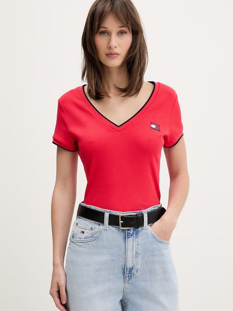 Tommy Jeans T-shirt damski bawełniany z elastanem - zdjęcie produktu nr 1
