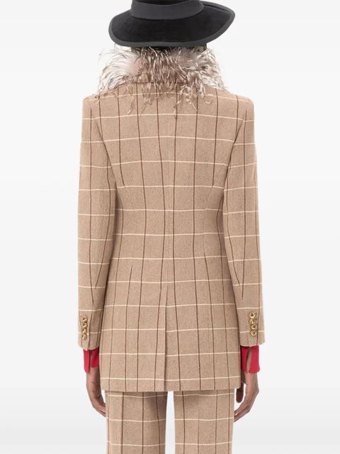 Valentino Garavani windowpane-check double-breasted blazer - Neutrals