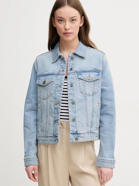 United Colors of Benetton kurtka jeansowa damska kolor niebieski przejściowa - zdjęcie produktu nr 1