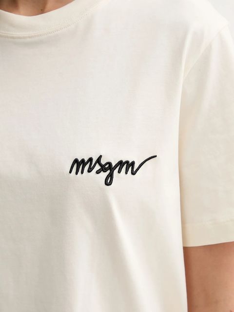 MSGM t-shirt bawełniany damski kolor beżowy 2000MDM540.200002
