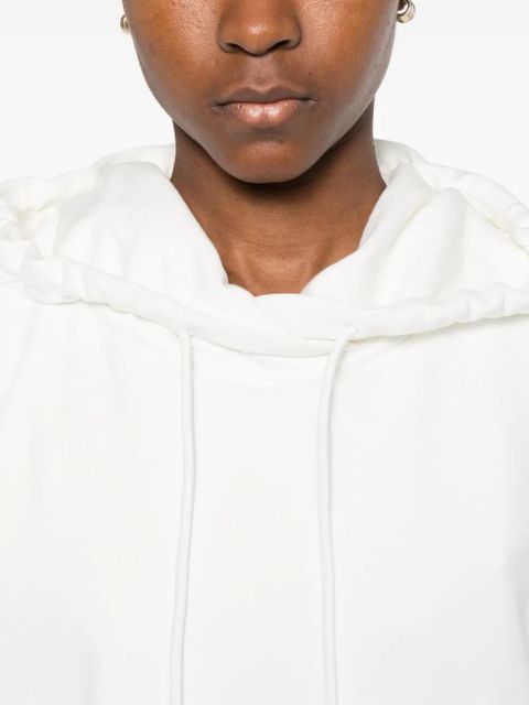 Sportmax Spdslogan drawstring hoodie - White