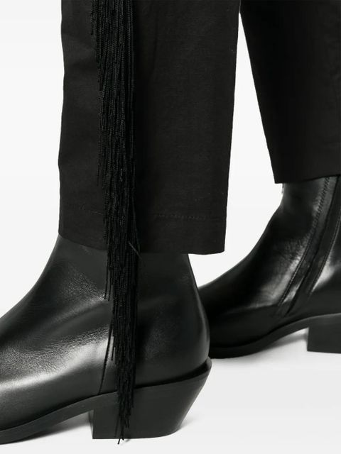 PINKO fringed straight-leg trousers - Black