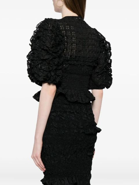 Cecilie Bahnsen ruffled-detail organza top - Black