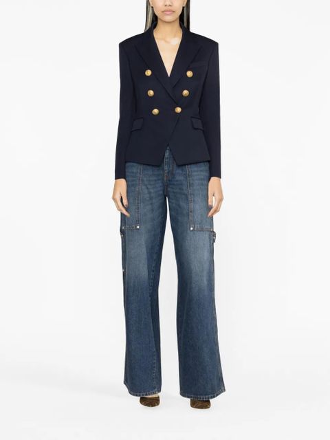 Balmain double-breasted wool blazer - Blue - zdjęcie produktu nr 2