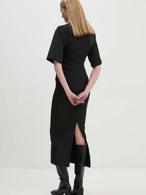 Day Birger et Mikkelsen sukienka Margaret - Modern Interlock kolor czarny maxi dopasowana DAY65243428 - zdjęcie produktu nr 2