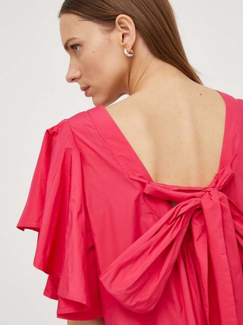 MMC STUDIO sukienka kolor różowy midi rozkloszowana