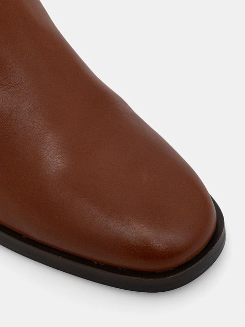 Steve Madden kozaki skórzane Novi damskie kolor beżowy na płaskim obcasie 11004728