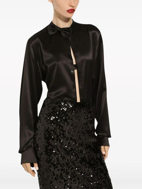 Dolce & Gabbana bow-detail long-sleeve shirt - Black