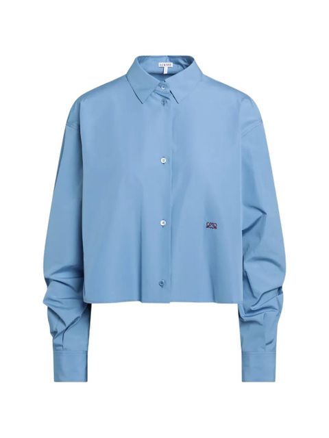 LOEWE Anagram-embroidered cropped shirt - Blue - zdjęcie produktu nr 1