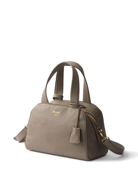 Prada medium leather tote bag - Grey