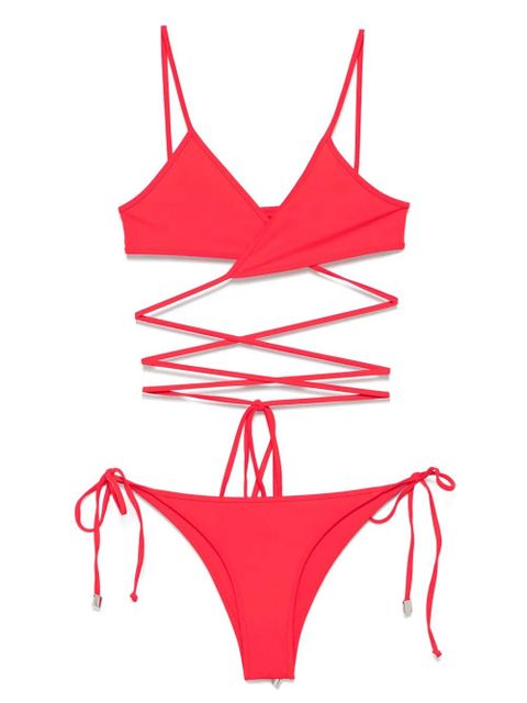 The Attico rubberised-logo bikini - Red - zdjęcie produktu nr 1