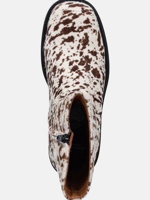 Copenhagen botki skórzane damskie kolor brązowy na platformie CPH443 hairy leather