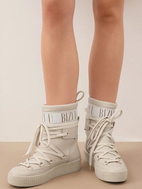 Bizuu śniegowce skórzane kolor beżowy ESPEN