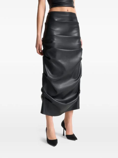 Manière De Voir high-waisted leather midi skirt - Black