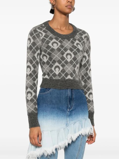 Marine Serre Moon argyle-knit sweater - Grey