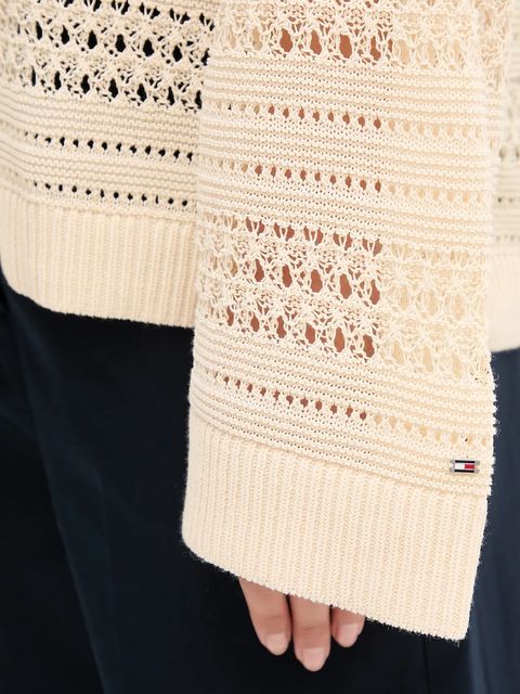 Tommy Hilfiger sweter damski kolor beżowy lekki WW0WW46524