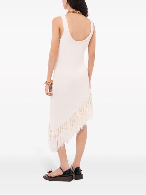 Rabanne asymmetric fringed linen midi dress - White - zdjęcie produktu nr 2