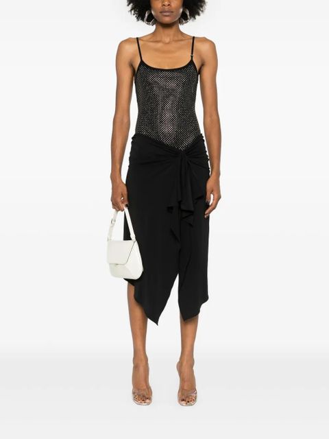 The Attico rhinestone-embellished midi dress - Black