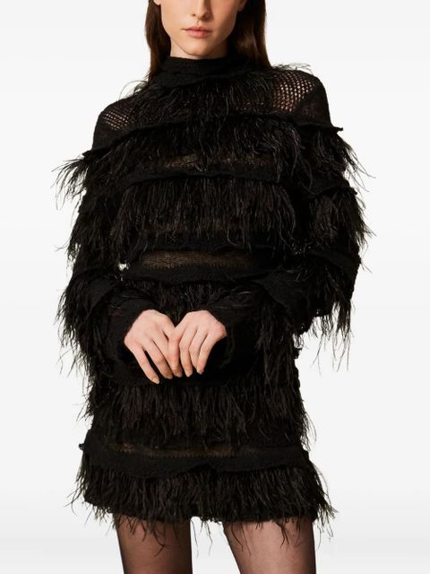 TWINSET feather-detail mini dress - Black - zdjęcie produktu nr 2