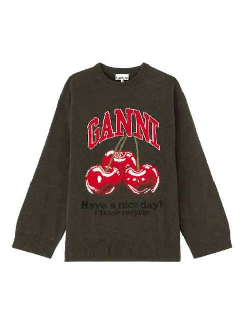 GANNI cherry graphic sweater - Green - zdjęcie produktu nr 1