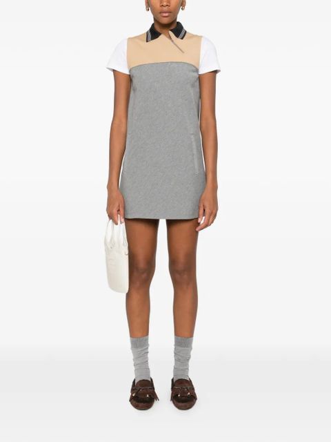 Miu Miu half-zip polo-collar mini dress - Grey