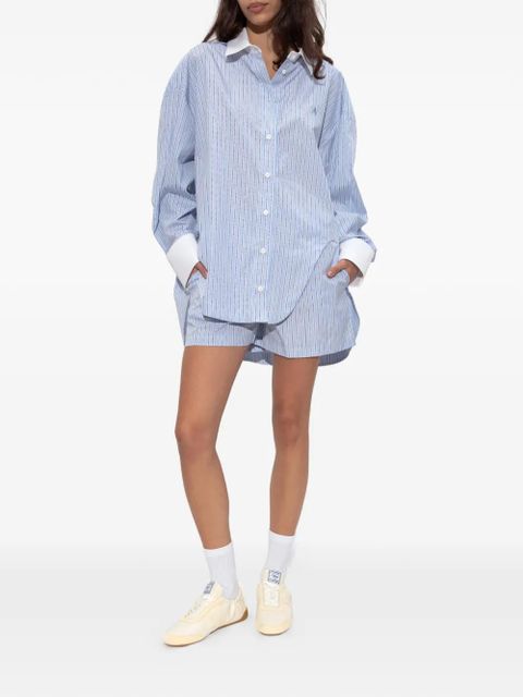 The Attico striped-pattern elasticated mini shorts - Blue