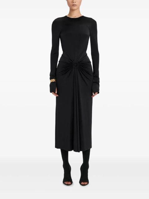 Victoria Beckham gathered long-sleeve midi dress - Black