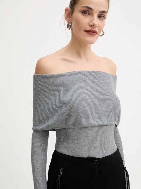 Guess longsleeve MELANIE kolor szary dekolt hiszpański W5BR48 Z0612