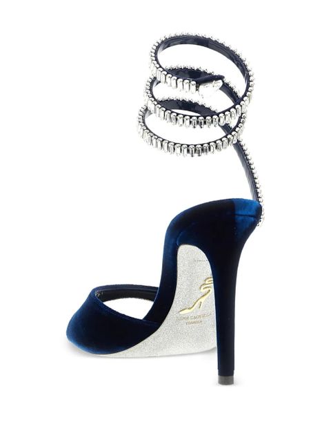 René Caovilla 105mm Cleo velvet sandals - Blue