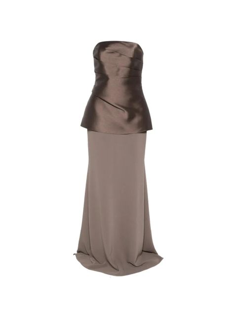 Solace London Allia draped strapless maxi dress - Brown - zdjęcie produktu nr 1