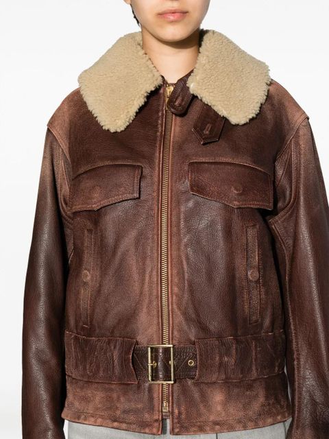 Golden Goose shearling leather jacket - Brown