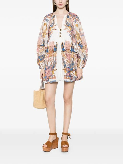 FARM Rio Sea Garden floral-print mini dress - White - zdjęcie produktu nr 2