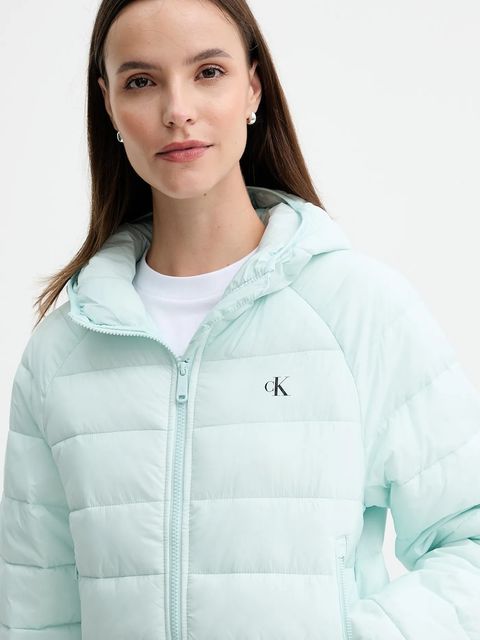 Calvin Klein Jeans kurtka kolor turkusowy przejściowa LV047C510G